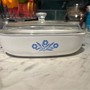 Vintage blue floral Corningware 9” Dish